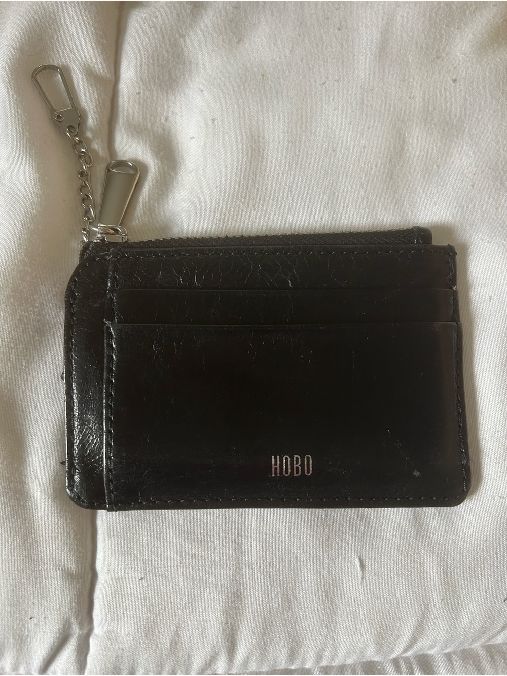 HOBO Black Leather Card Wallet with Keychain Clip - Picture 2 of 6